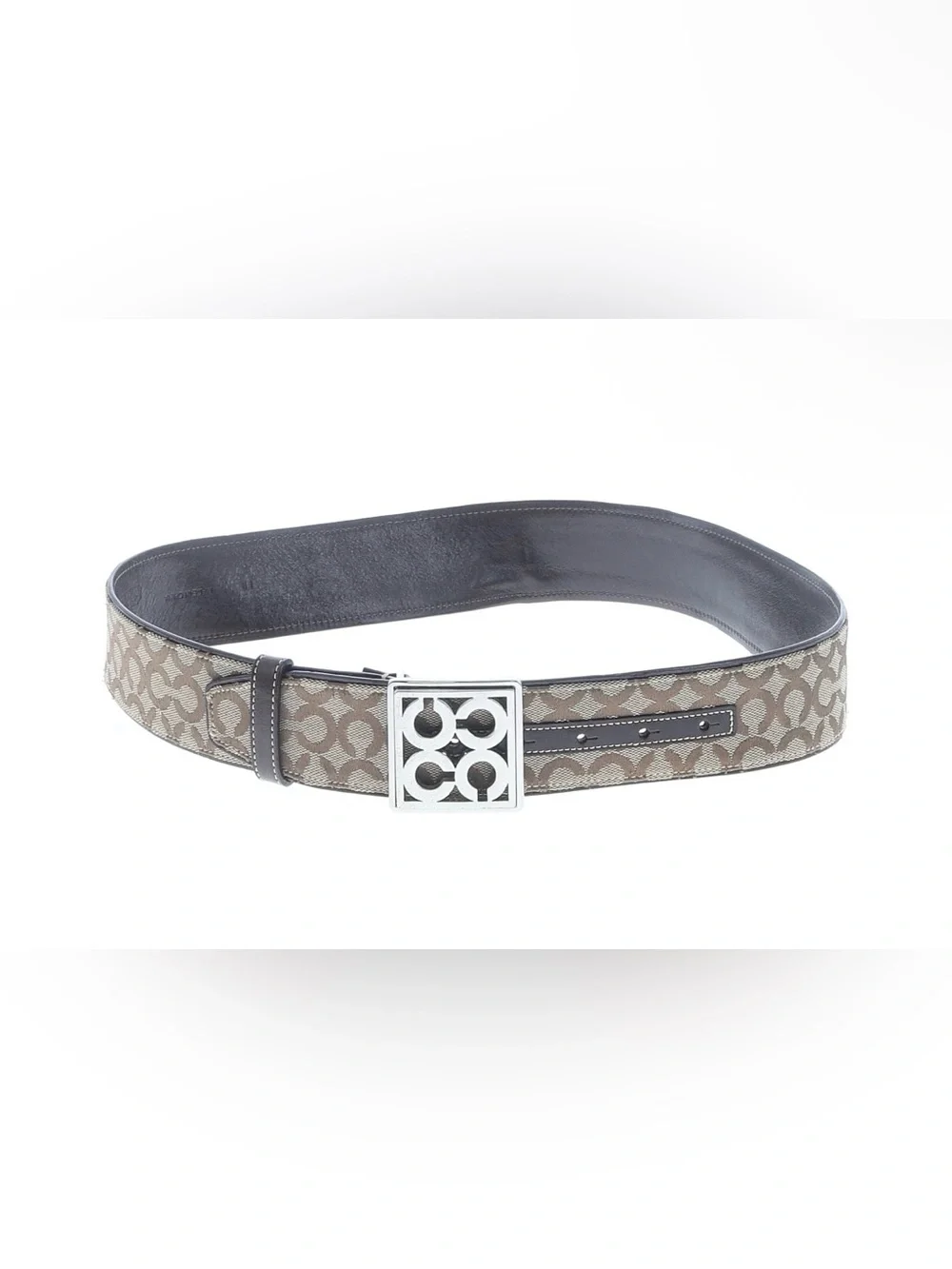 Coach Women’s Signature Canvas Belt with Silver Logo Buckle